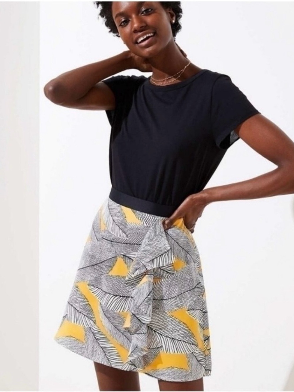 LOFT Fern Cascade Ruffle Skirt